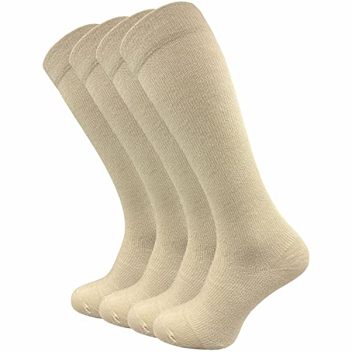 GAWILO 4 Paar Stützkniestrümpfe - Reise- und Kompressionskniestrümpfe für Damen & Herren (beige, 47-50)