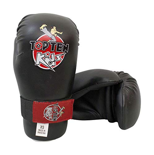 TOP Ten Pointfighter Kids 2016 Open Hands Boxhandschuhe Kickboxen Taekwondo Handschuhe Kinder schwarz XS