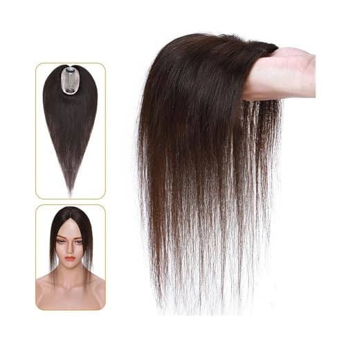 Haartopper für Frauen Echthaar-Topper for Frauen, 6 x 9 cm, handgebundene Haar-Topper mit Seidenbasis, 110% indisches Haar, glattes, natürliches Haarteil, Clip-in-Haarverlängerung Haarteil Topper Tou