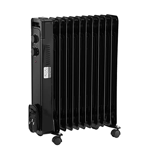 STAHLMANN Ölradiator ZR17 2500 Watt – Elektroheizung Energiesparend bis 50 qm Fläche – Heizung Elektrisch mit Thermostat und 3 Heizstufen – Elektrisches Heizgerät, Electric Heater Schwarz