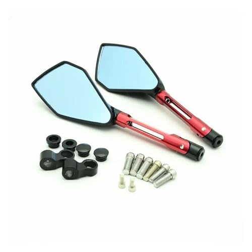 Universal Motorradspiegel Aluminium Rückspiegel Für Y&amaha FZ6 FZ8 Für MT07 Für MT09 Motorradspiegel-Set(Rot)