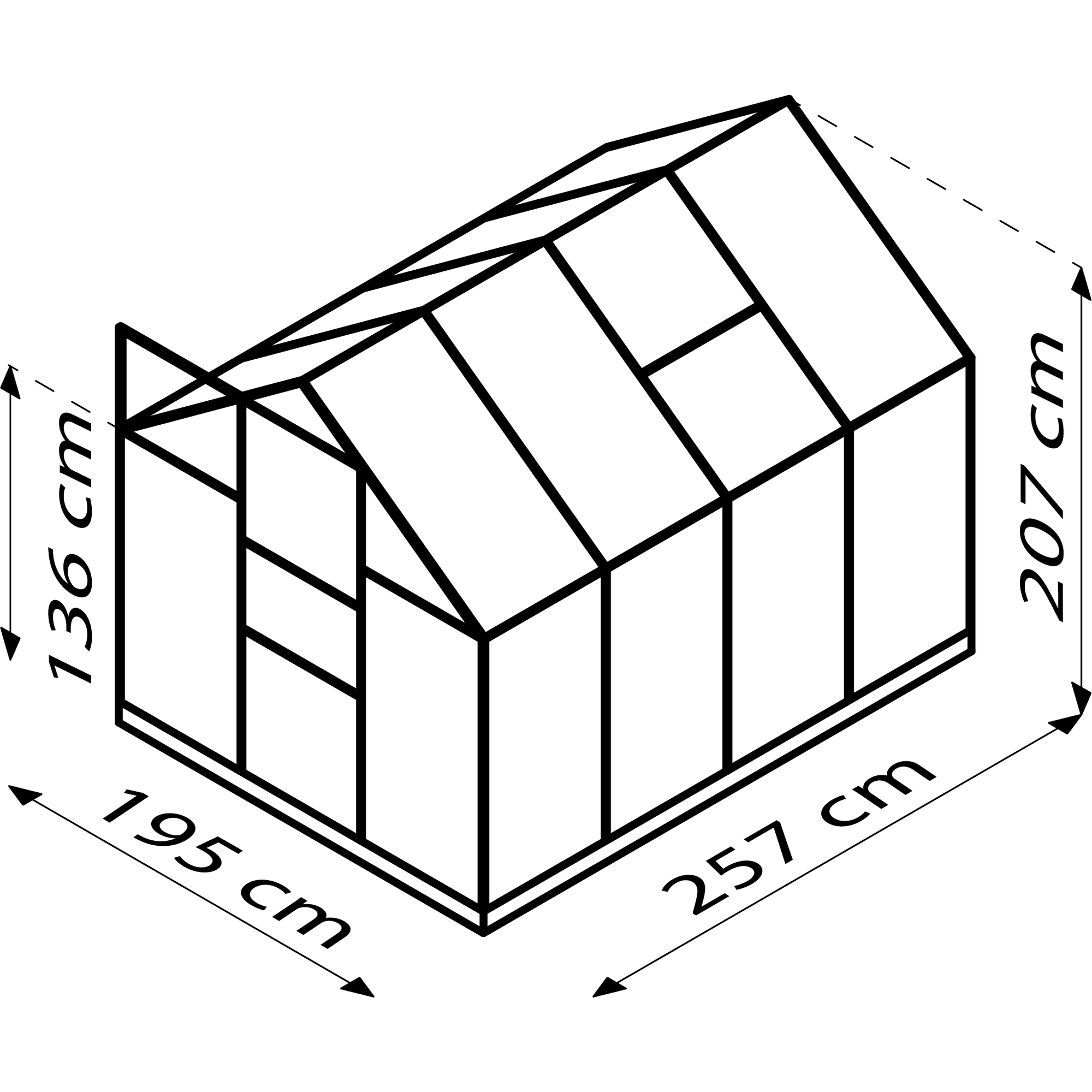 Vitavia Gewächshaus 'Planet 5000' 5 m² 192,2 x 254,4 cm 3 mm Sicherheitsglas schwarz 3