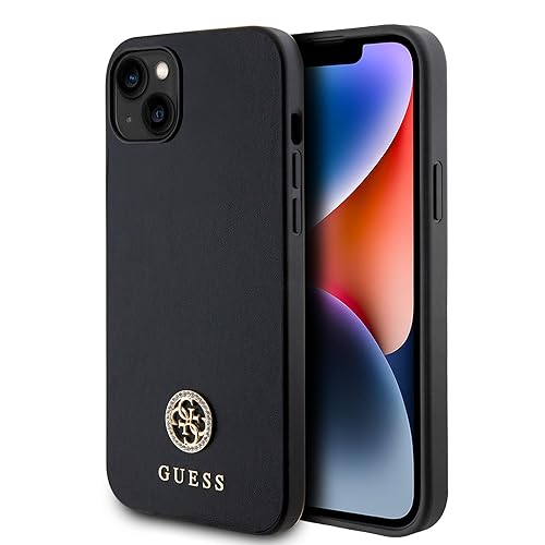 GUESS GUHCP15MPS4DGPK Hülle für iPhone 15 Plus 6.7" Schwarz hardcase Strass Metal Logo