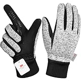 Winterhandschuhe für Herren und Damen, 3M Thinsulate-Thermo-Handschuhe, Touchscreen-Fahrradhandschuhe, kaltes Wetter, warme Handschuhe, Hanfgrau, L