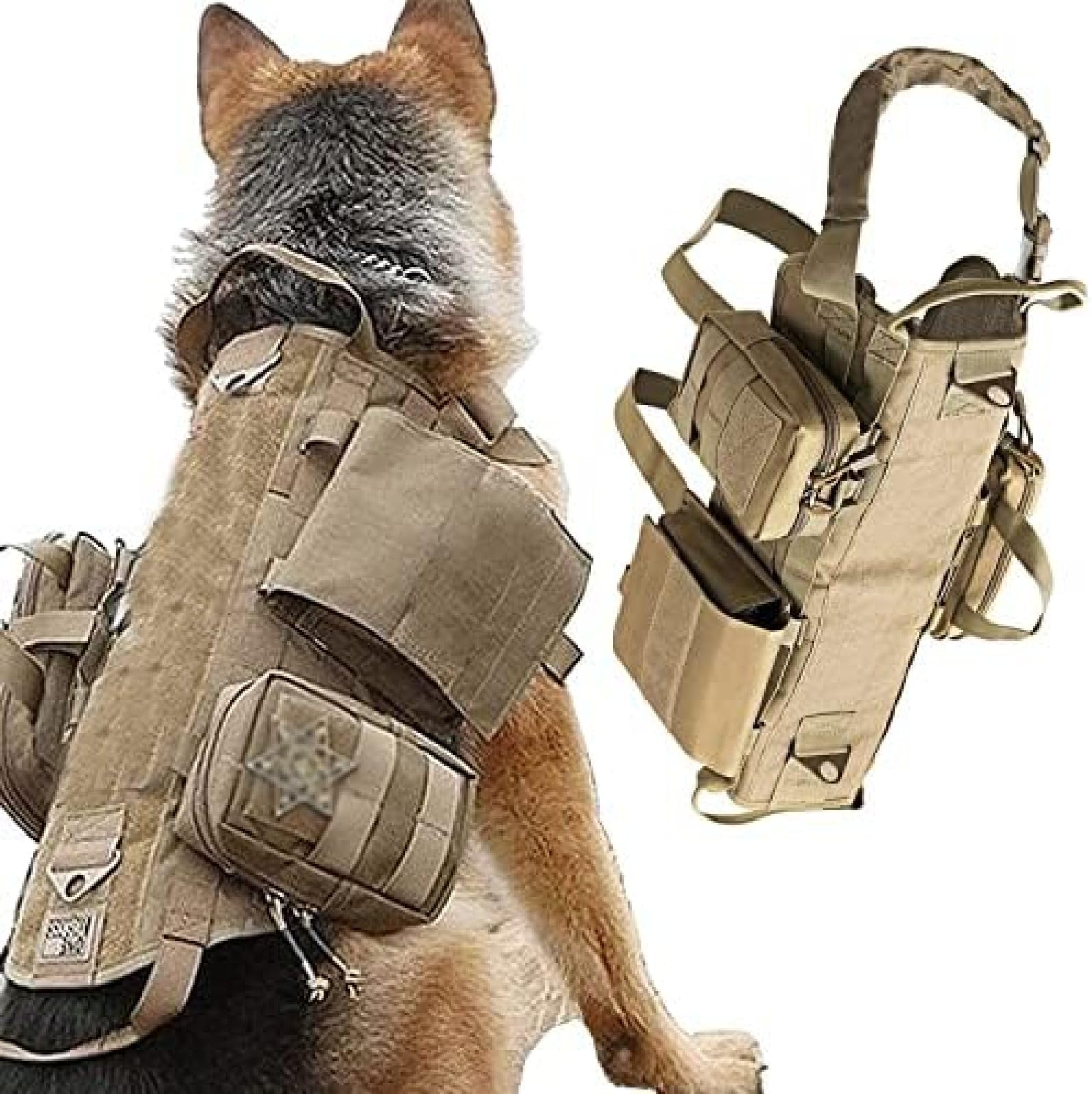 Taktisches Hundegeschirr Mit Beutelweste, K9-Militär-Hundegeschirrweste, Verstellbares Outdoor-Trainings-Molle-Hundegeschirr, Taktische Haustierausrüstung.,T,XL,YUYANAIAI