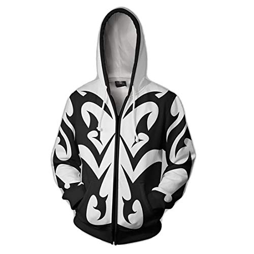 QYIFIRST Unisex Anime 3D Druck Hoodie Langarm Sweatshirt Kingdom Xemnas Cosplay Kostüm Kapuzenpullover für Herren Damen Weiß 4XL(Brustumfang 122cm)