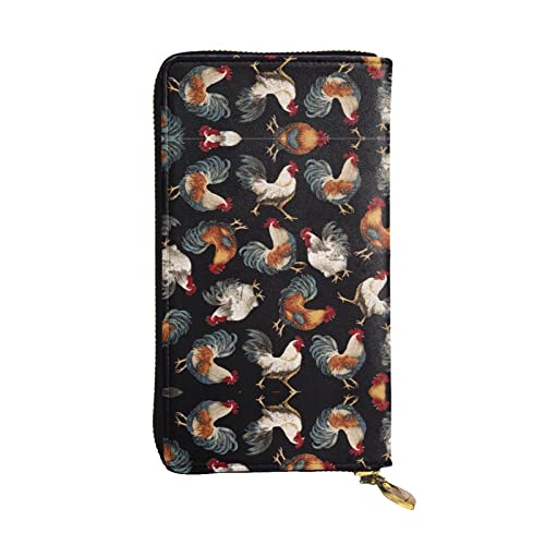 DMORJ French Roosters Leder-Clutch-Geldbörse, 19 x 10 cm, bequem, leicht, wasserdicht, langlebig, schönes Geschenk, Schwarz, Einheitsgröße, Schwarz , Einheitsgröße