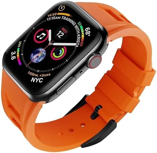 NEYENS Silikon-Uhrenarmband, Edelstahl-Schnalle, Mod-Kit, für Apple Watch Ultra 49 mm, 45 mm, 44 mm, 42 mm, Ersatzzubehör, 49 mm, Achat