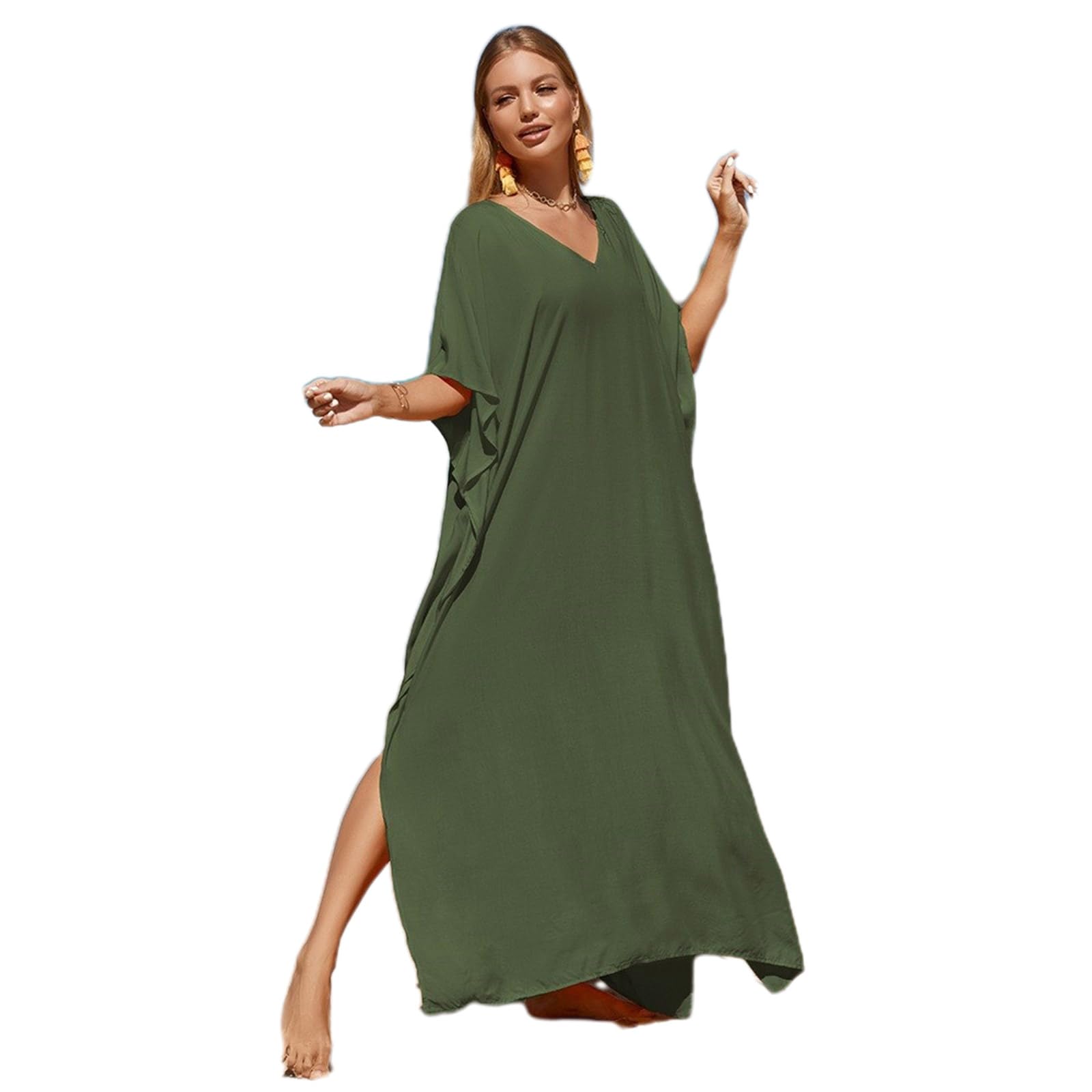 Meiliyizu Kaftan-Kleid für Damen, volle Länge, Badeanzug, Kaftan, Strandkleid