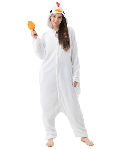 Katara 1744 -Hühnchen Kostüm-Anzug Onesie/Jumpsuit Einteiler Body für Erwachsene Damen Herren als Pyjama oder Schlafanzug Unisex - viele verschiedene Tiere