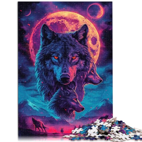 Puzzlespiel Psychedelischer bunter Kunstwolf, 1000-teiliges Puzzle für Erwachsene, anspruchsvolles, unterhaltsames Spiel für die ganze Familie, 1000 Teile (50 x 75 cm)