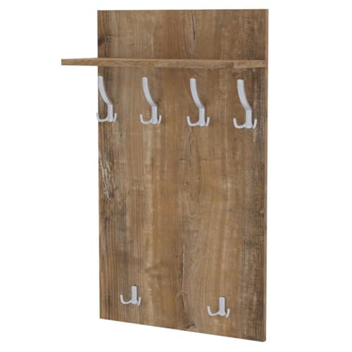 AKKE Maxi Garderobe Wandgarderobe Garderobenpaneel Wandpaneele Garderobenleiste Garderobenleiste Garderobenhaken Kleiderhaken Für Flurgarderobe Möbel Für Garderoben Flur 100 cm x 60cmRetro-Holz