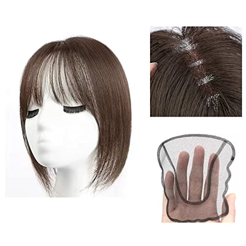 Perücken Pony Perücke Stück Voll Echthaar Patch Fluffy Erhöhen Sie das Haarvolumen Flauschige Abdeckung Graues Haar Damenperücke(Color:10-(13-12)25CM-brown)