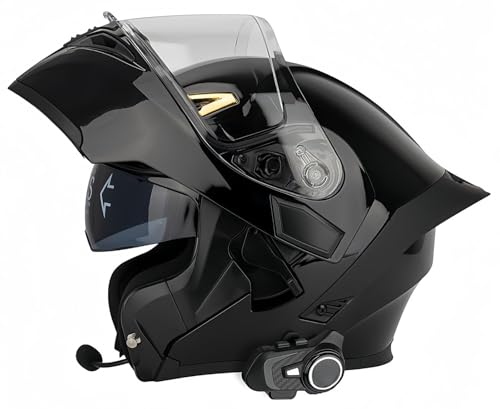 Modulare Bluetooth-Motorradhelme, ECE-zugelassener modularer Motorradhelm für Männer und Frauen, Rollerhelm mit Antibeschlag-Visier, zugelassen für Männer und Frauen N,XXL63-64CM