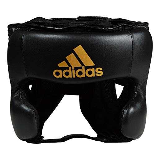 adidas Leder-Kopfbedeckung für Geschwindigkeitstraining, Schwarz/Gold, Größe S