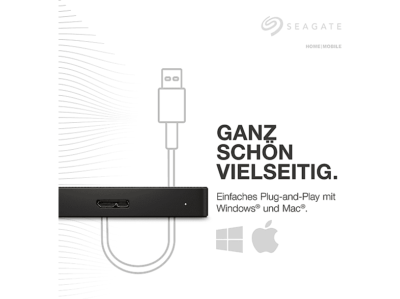 SEAGATE Expansion Portable, Exclusive Edition Festplatte, 1 TB HDD, 2,5 Zoll, extern, Schwarz