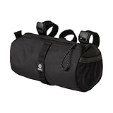 AGU Lenkertasche Roll Bag, 1,5L Fahrradtasche Lenker Vorne für Bikepacking, Wasserabweisend, Reflektierend, Einfache Montage, 100% Recyceltes Polyester - Schwarz