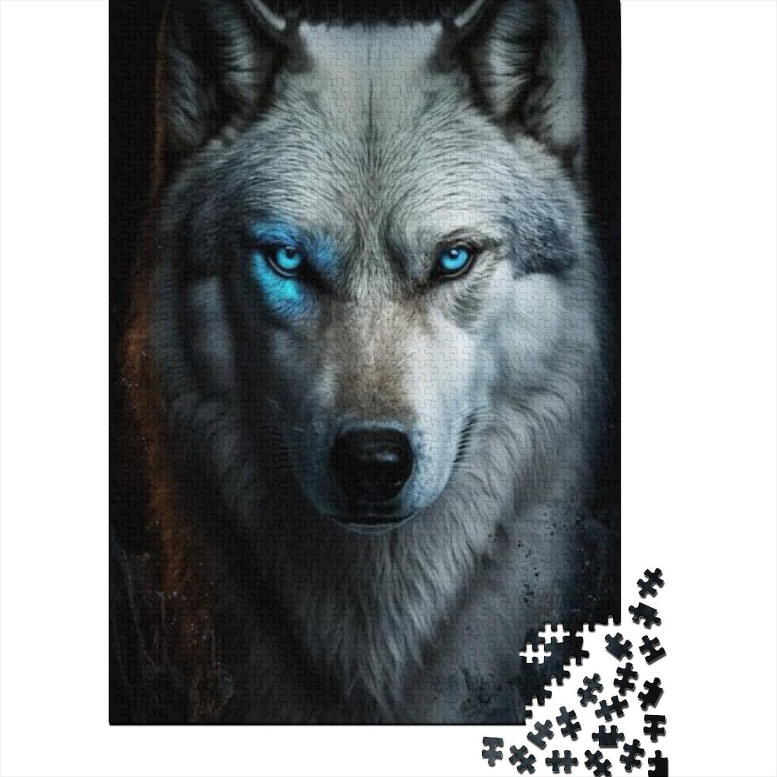 Fantasy Strange Wolf Holzpuzzle für Teenager 1000 Teile für Erwachsene Schwierige Puzzles Lernspielzeug Familienspiele (Größe 75 x 50 cm)