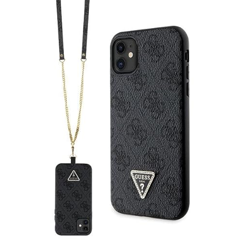 Guess GUHCN61P4TDSCPK Hülle für iPhone 11 / Xr 6.1" Schwarz hardcase Crossbody 4G Metal Logo