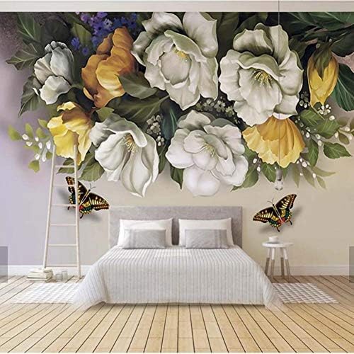 Vintage Rose Schmetterling Blume 3D Tapeten Wanddekoration Fototapete Sofas Wohnzimmer Wandbild Schlafzimmer-400cm×280cm