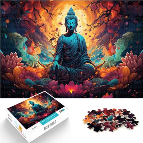 Puzzles zum Verschenken, farbenfrohe Psychedelie des Buddha, Puzzles für Erwachsene, 1000-teiliges Puzzle, Holzpuzzle, Heimdekoration, 1000 Teile (50 x 75 cm)