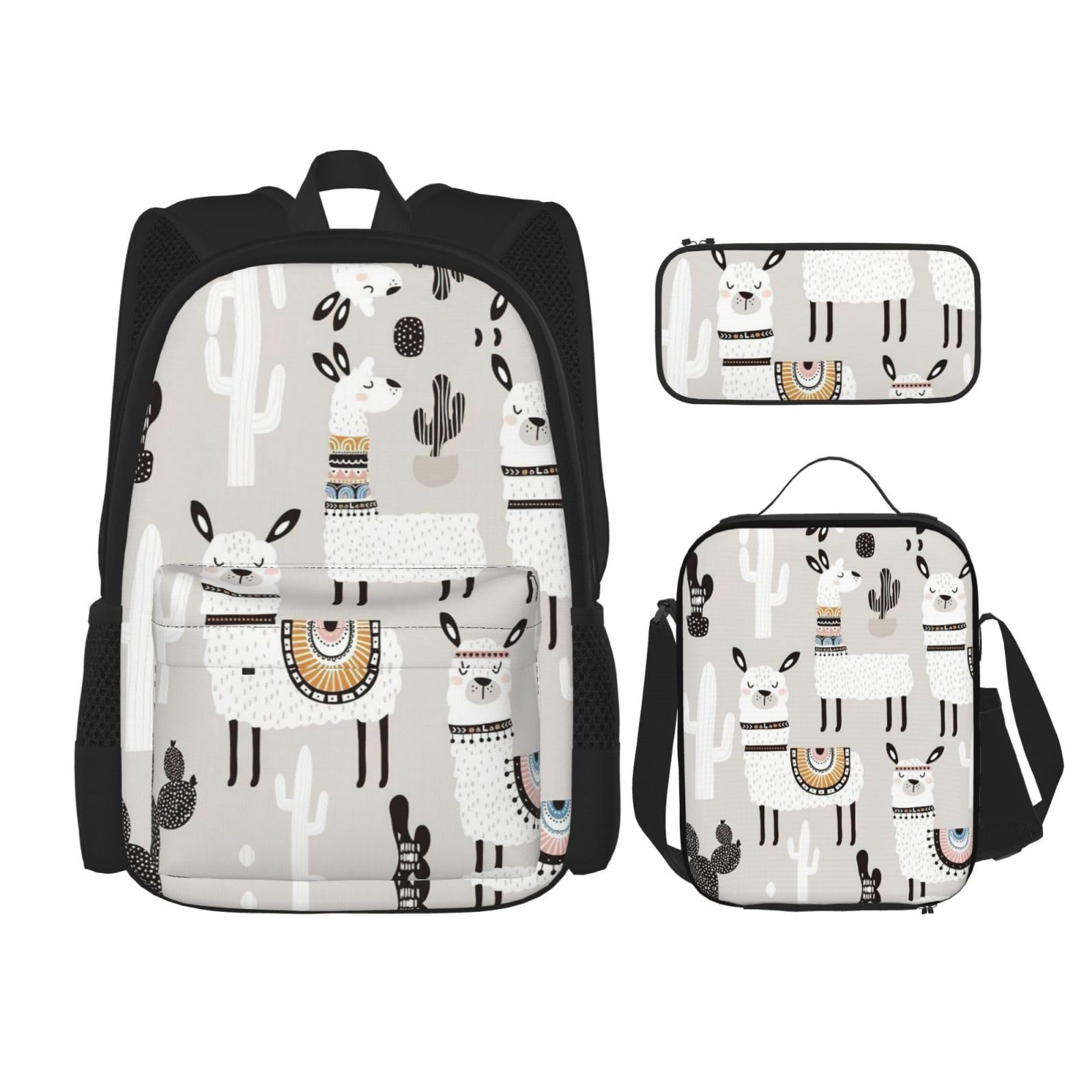 WURTON Niedliche Giraffe mit Farben, Sonnenbrille, lustiger Druck, Rucksack, Mädchen, Jungen, Schultaschen, Teenager, Lunchbox und Federmäppchen, 3-in-1-Büchertaschen-Set