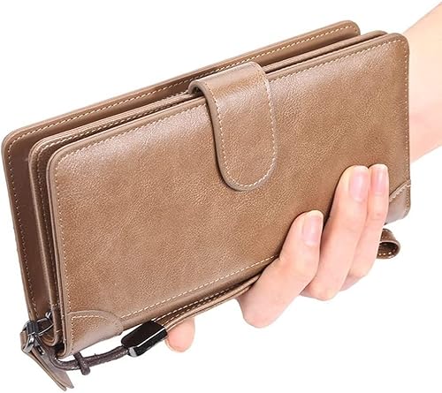 YIHANSS Lange Geldbörsen für Herren, männlich, Business-Münzfach, mehrere Kartenfächer, mittellange Clutch, Schnalle, Reißverschluss (Farbe: A, Größe: Einheitsgröße)