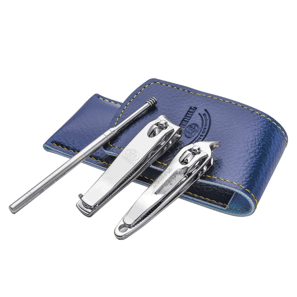 Maniküre-Set, 3-/4-teilig, tragbares Nagelknipser-Set, Pediküre-Set aus Edelstahl, professionelles Nagelscheren-Pflegeset mit schwarzer Reisetasche aus Leder, tragbares Geschenk (Farbe: 3er-Set