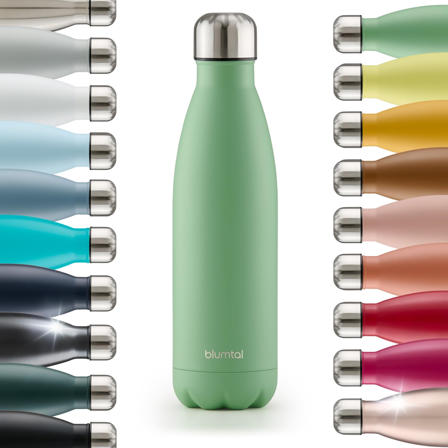 Blumtal® Trinkflasche Edelstahl Charles - Thermosflasche 1000 ml - BPA-freie Thermo Trinkflasche kalt&warm - auslaufsichere Trinkflasche Edelstahl 1000 ml - Thermos Trinkflasche - Summer Green - Grün