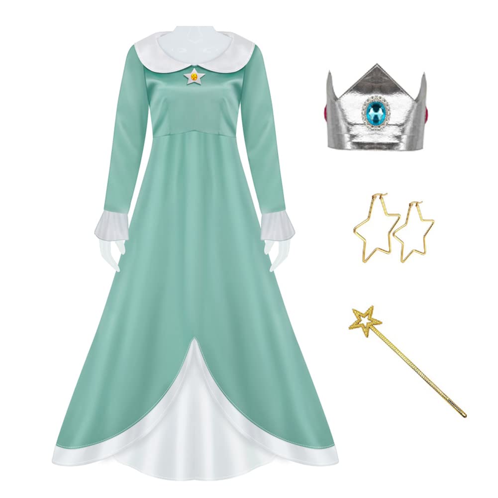 AYYOHON Super Brothers Prinzessin Pfirsich-Kostüm für Damen, Prinzessin, Gänseblümchen, Prinzessin, Rosalina, Kostüm, Halloween, Cosplay, Kleid, Größe L