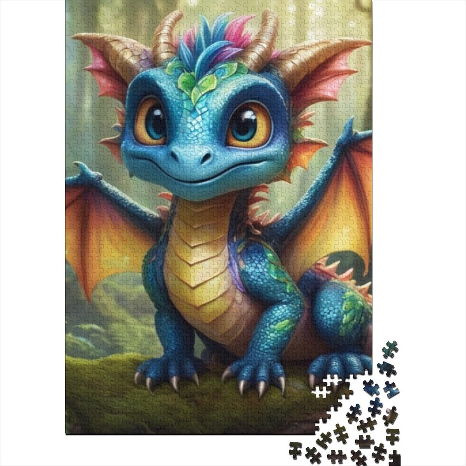 Kunstpuzzle für Erwachsene 1000 Teile Drachenbaby Holzpuzzle für Erwachsene Puzzle Nachhaltiges Puzzle für Erwachsene | Spiele (Größe: 75 x 50 cm)