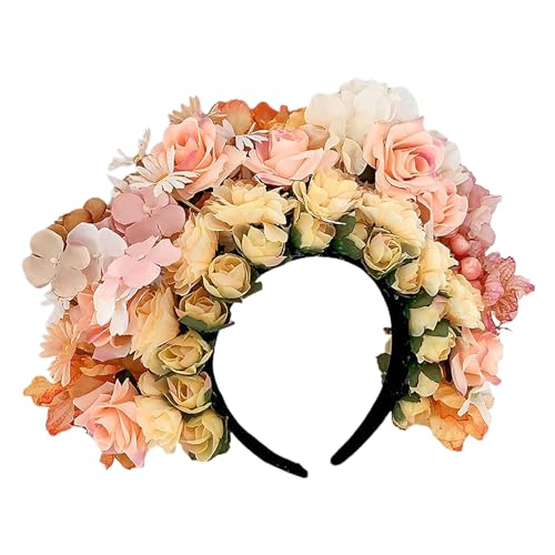 Frühlingsböhmischer Blumen-Strandblumen-Girlanden, Rosen-Stirnband, Hochzeitskränze für Frauen und Brautjungfern, Haar-Accessoire