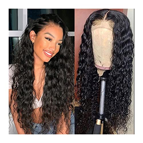 Perücken Water Wave 4x4 Lace Closure Perücken Echthaar for Frauen 8-30" Brasilianisches Remy-Haar Nasse und gewellte Lace Closure Wig Vorgezupft mit Babyhaar Damenperücke (Size : 220 Density, Color