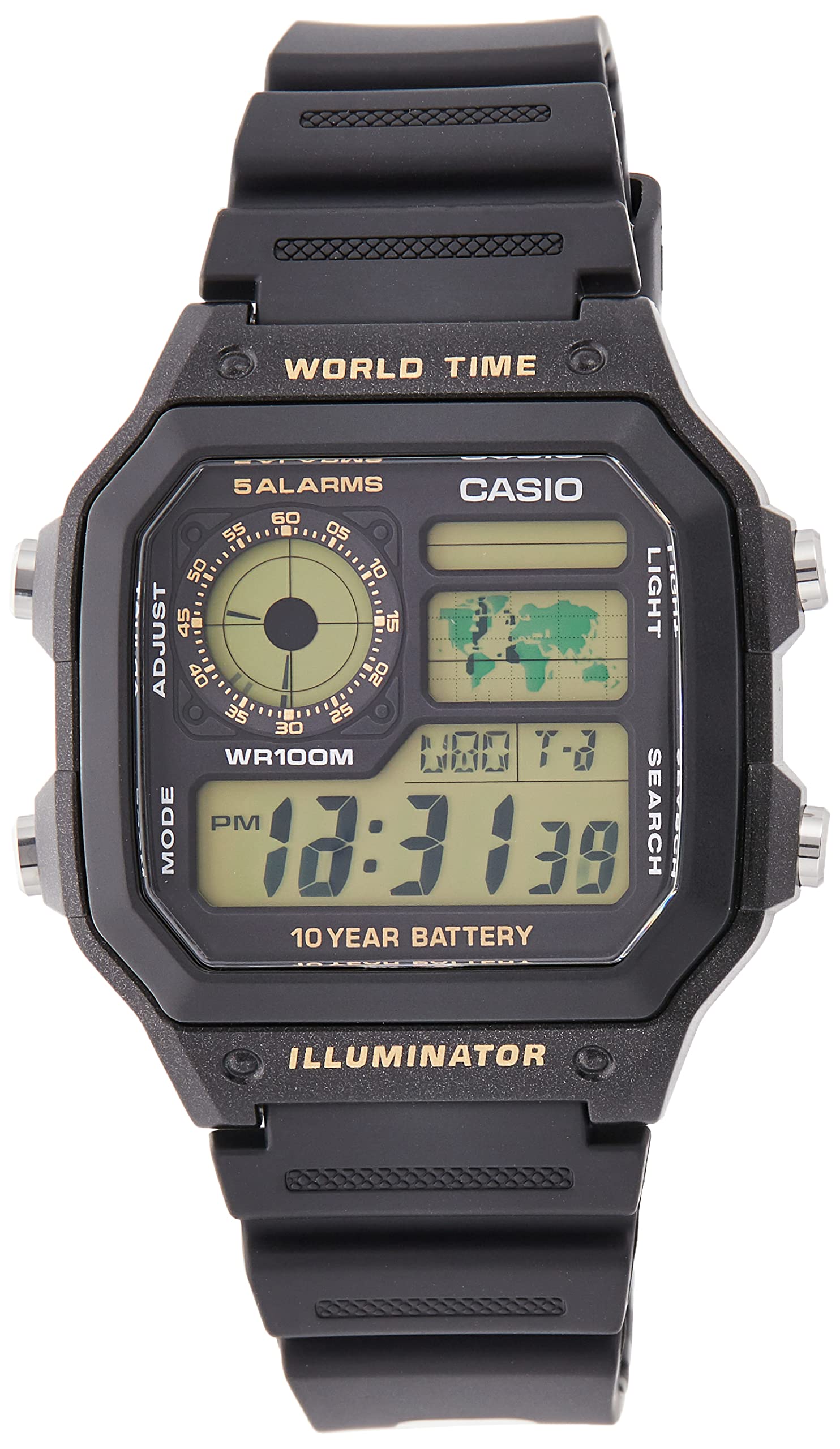 Casio Unisex Digital Analog Uhr mit Harz Armband AE-1200WH-1B