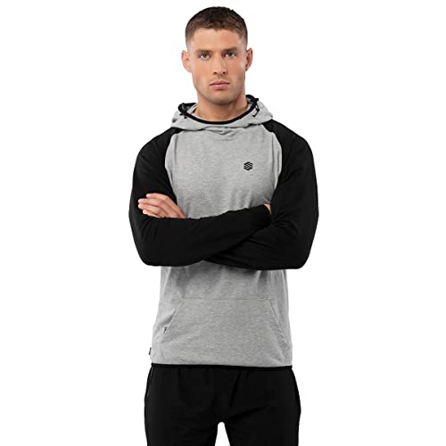 SIROKO Fitness Old School Sweatshirt Perlgrau Herren, Perlgrau/Schwarz, M