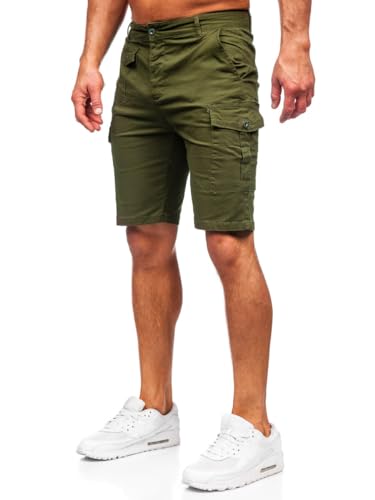 BOLF Herren Cargo Shorts Kurze Hose Cargohose Sommer Bermudas Outdoor Jogginghose Sporthose Kurzschlauch Stretch Freizeithose Camo Military Army MP0188MV Khaki S [7G7]