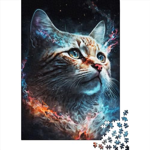 Das Holzpuzzle „The Magic Cat“ für Erwachsene und Jugendliche mit 1000 Teilen eignet ganze Familie und die (Größe: 75 x 50 cm)