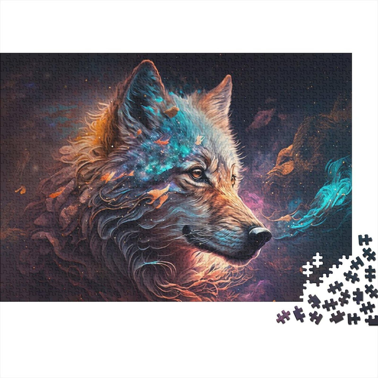 Nebula Wolf V Holzpuzzle für Teenager, 1000 Teile, für Erwachsene, schwierige Puzzles, tolle Geschenke für die ganze Familie (Größe 75x50cm)