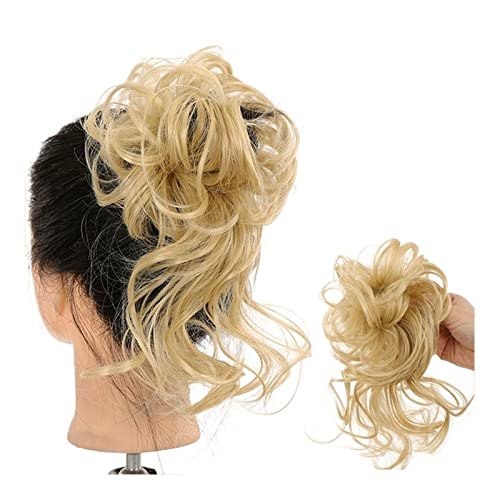 Haarknoten Verlängerung, lange, unordentliche, lockige Chignon-Haarteile mit elastischem Band, lockiges Haar, synthetischer Haarknoten, Chignon-Haarknoten, Haargummis for Frauen Haarschmuck Damen (Co