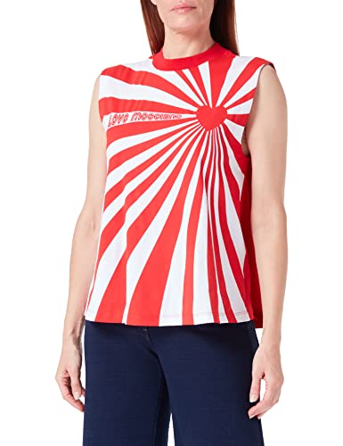 Love Moschino Women's Comfort fit Sleeveless T-Shirt, White RED, 38