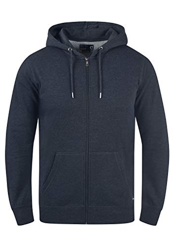 !Solid BertiZip Herren Sweatjacke Kapuzenjacke Hoodie Mit Kapuze Reißverschluss Und Fleece-Innenseite, Größe:L, Farbe:Insignia Blue Melange (8991)