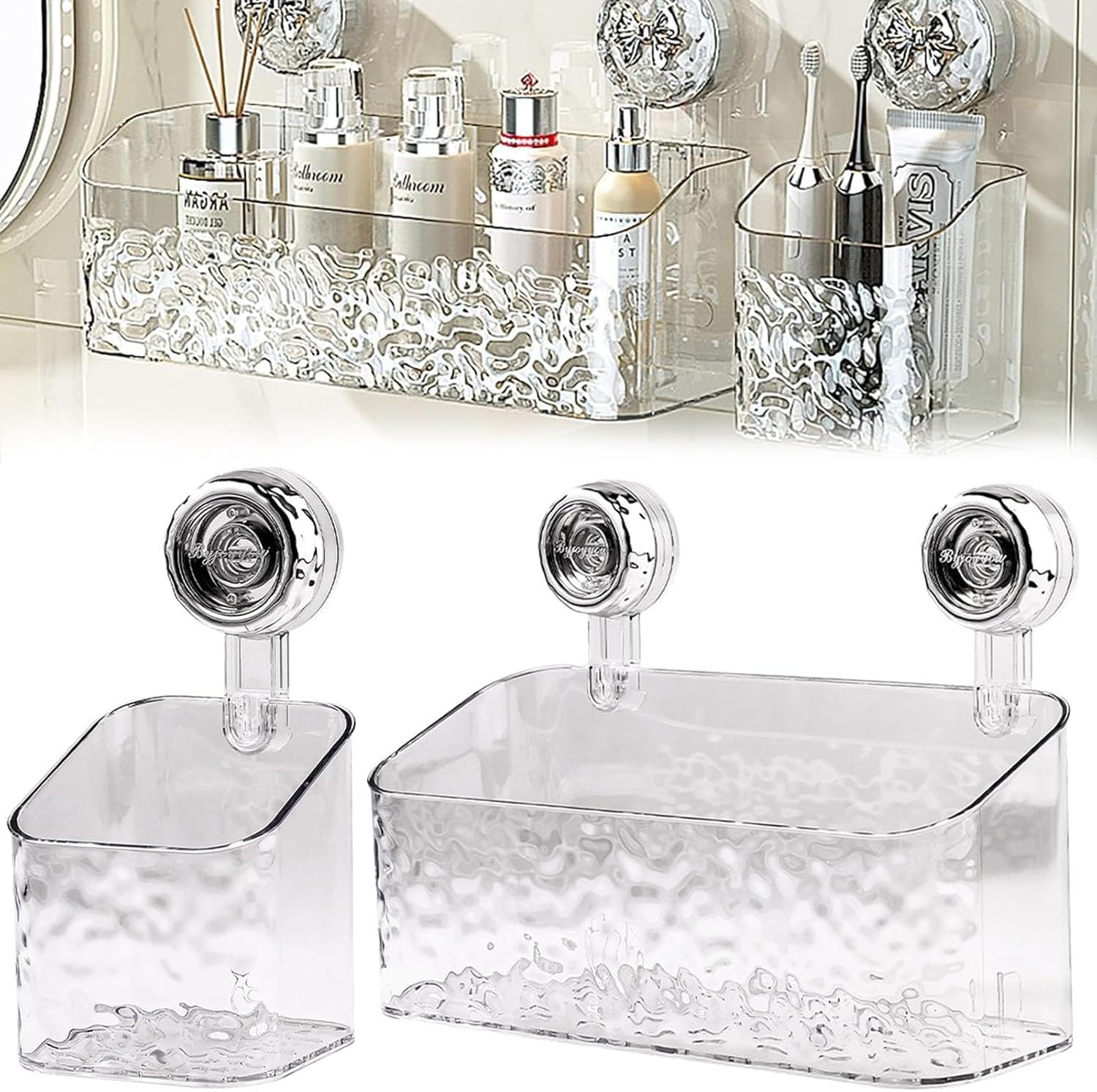 2024 Neues Saug-Dusch-Caddy-Set, abnehmbares, leistungsstarkes Saugnapf-Regal, wasserdichter Organizer-Duschkorb für Küche, Badezimmer, E