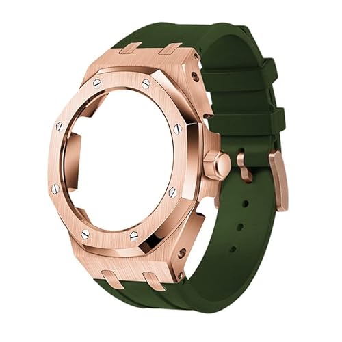 IOTUP GA2100/2110 Uhrenarmband aus Gummi und Edelstahl-Metallgehäuse, kompatibel mit GA2100/2110, verbesserte Metalllünette, Fluorkautschuk-Armband, Einheitsgröße, Achat