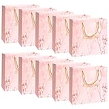 YASYU 10 Stück rosa Geschenktüten mit Griffen Party Favor Bags Treat Bags Merchandise Einzelhandel Taschen für Babyparty, Geburtstag, Hochzeit, Brautjungfer, Feier, 20 x 8 x 20 cm