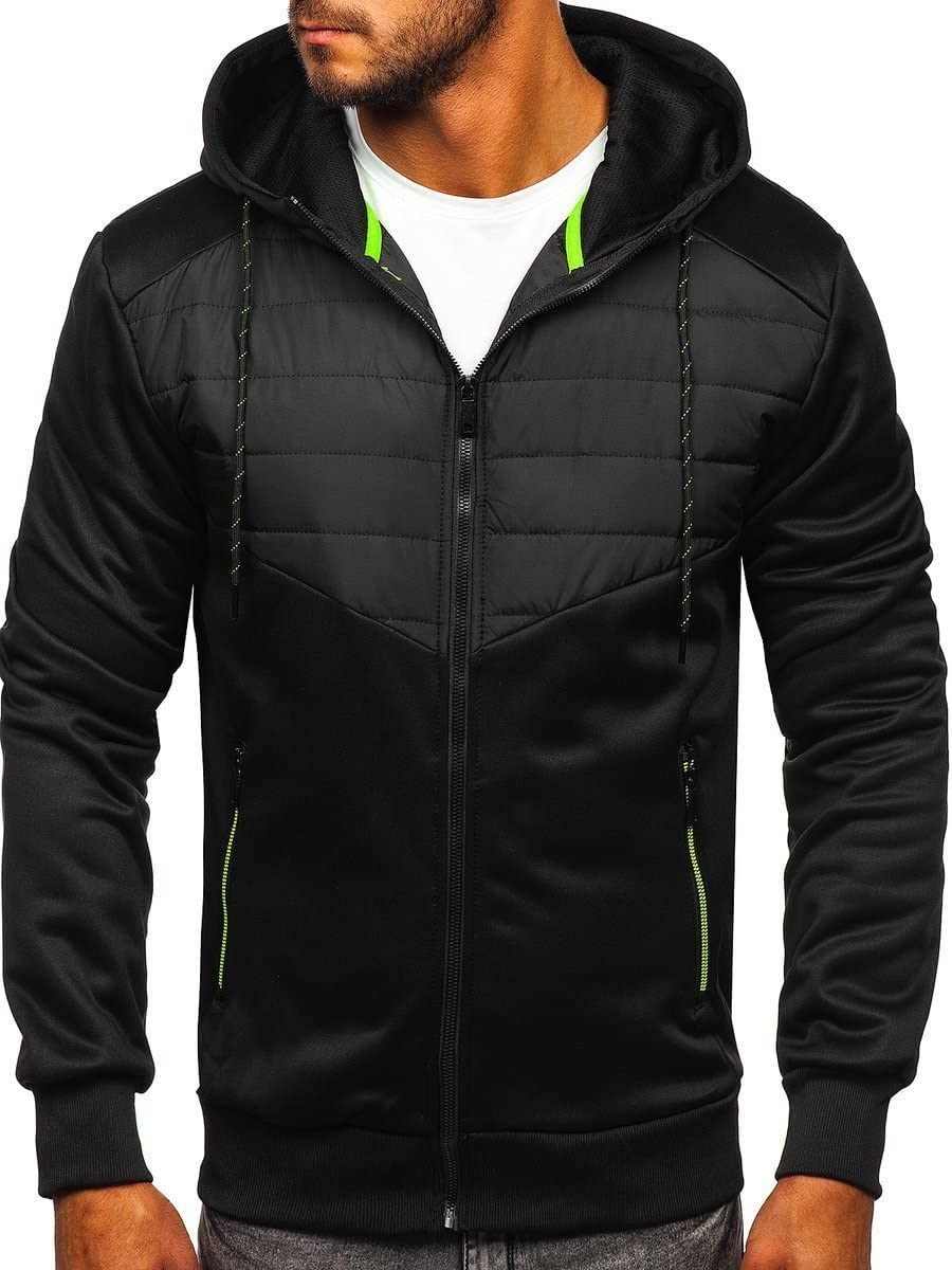 BOLF Herren Übergangsjacke Steppjacke Sportjacke Freizeitjacke Reißverschluss Street Style J.STYLE KS2149 Schwarz L [4D4]