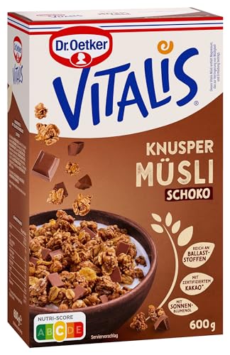 Dr. Oetker Vitalis Knuspermüsli Schoko, Knuspermüsli mit Vollmilchschokolade, 5er Packung (5 x 600g)