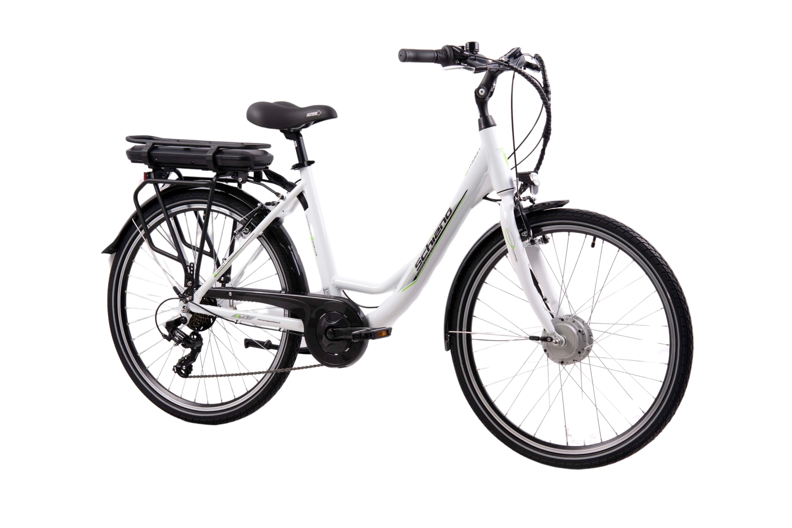 F.lli Schiano E-Moon 26 Zoll E-Bike, City Elektrofahrrad für Damen Herren, Pedelec mit 250W Motor und Shimano 7-Gang-Getriebe, Weiss