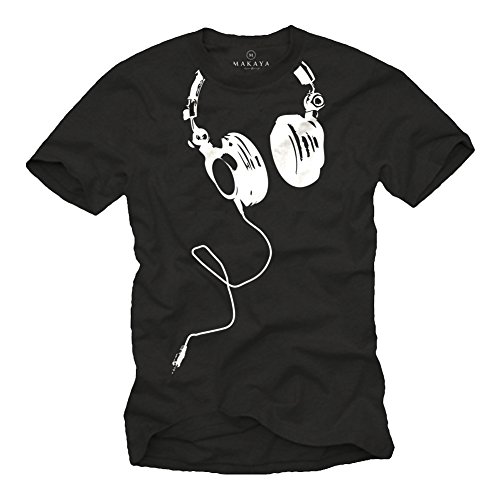 Coole Dj T-Shirts mit KOPFHÖRER schwarz Größe XL