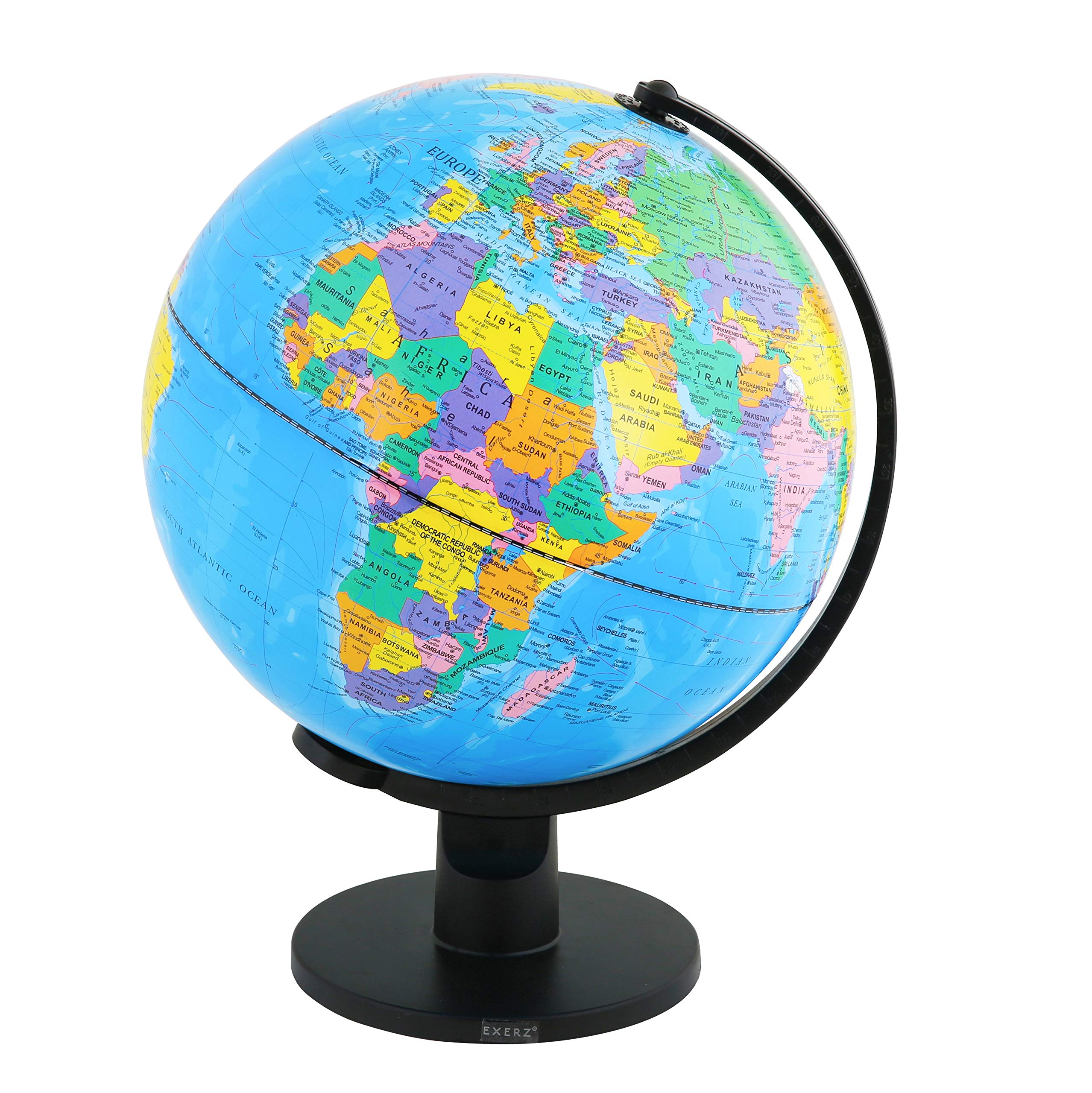 Exerz 30cm Schülerglobus - Englische Karte - Globus Bildung Drehbarer - Pädagogische/Geografische - Lehrmaterial Globen Politische Karte - Durchmesser 30cm