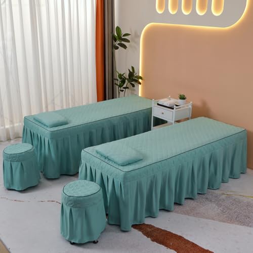 LDLCYCN Massagebettbezug Mit Rock Waschbar Massagebettlaken Mit Gesichtsloch Beauty Massage Spa Couchbezug Rundum-Wickel Lash Bed Matratzenbezug Massagetischrock,G,70 * 185cm(T)